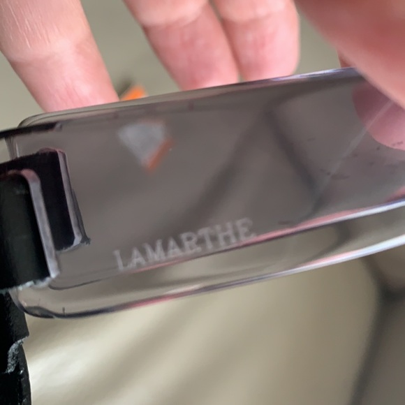 LAMARTHE Paris Black Portofino Tracolla leather Tote Bag Purse lucite handle - Picture 10 of 16